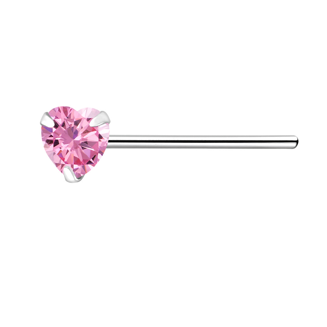 925 nose stud cubic zirconia sterling silver straight bar nose stud 3mm