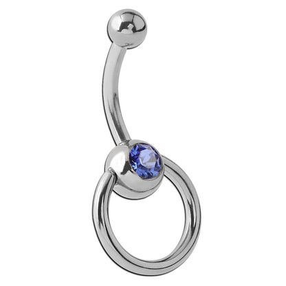 Doorknocker Navel Belly Bar Surgical Steel Belly Button Piercing Bar With Slave Ring