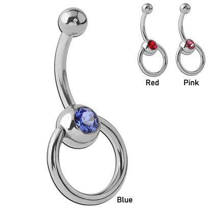 Doorknocker Navel Belly Bar Surgical Steel Belly Button Piercing Bar With Slave Ring