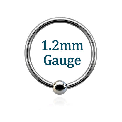 1.2mm Ball Closure Ring Surgical Steel Captive Bead Nose Septum Helix Ear BCR - 1.2mm Gauge