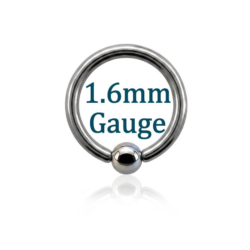 1.6mm ball closure ring surgical steel captive bead nose septum helix ear bcr - 1.6mm gauge