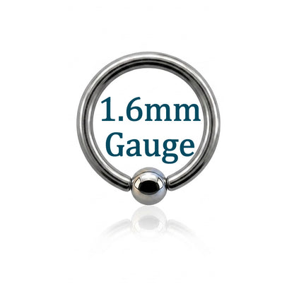 1.6mm Ball Closure Ring Surgical Steel Captive Bead Nose Septum Helix Ear BCR - 1.6mm Gauge