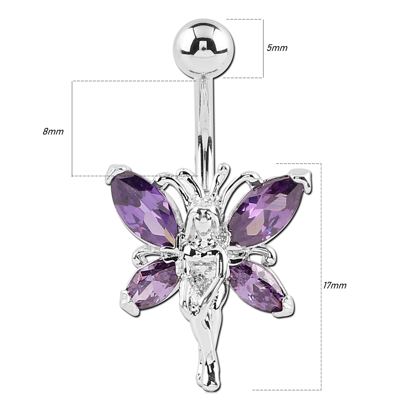 navel belly bar surgical steel belly button piercing bar of fairy angel