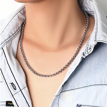 Rolo Neck Chain 5mm Thick Stainless Steel Rolled Neck Chain 45cm
