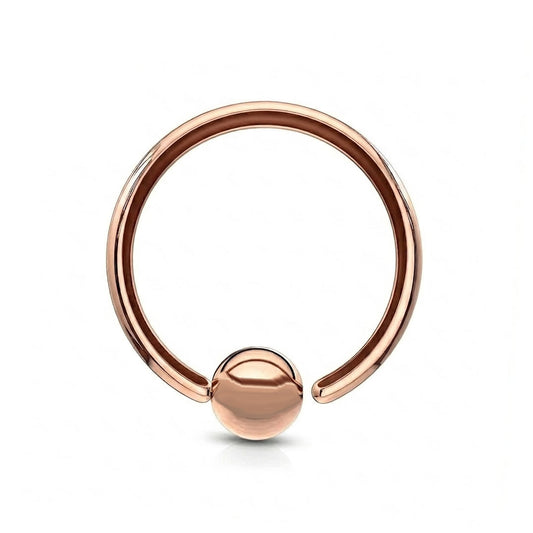 Captive Bead Ball Closure Ring Rose Gold Surgical Steel Nose Septum Helix Ear BCR - 1.2mm Gauge