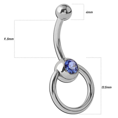 Doorknocker Navel Belly Bar Surgical Steel Belly Button Piercing Bar With Slave Ring