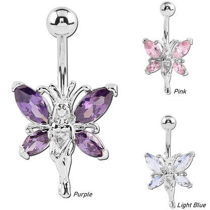 Navel Belly Bar Surgical Steel Belly Button Piercing Bar of Fairy Angel