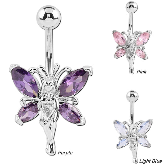 Navel Belly Bar Surgical Steel Belly Button Piercing Bar of Fairy Angel