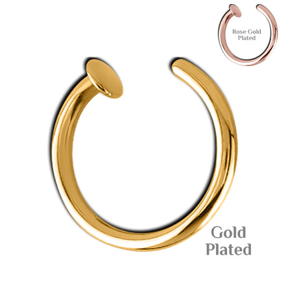 Nose Ring Gold Plated Surgical Steel Septum Nose Piercing Ring Hoop 10mm