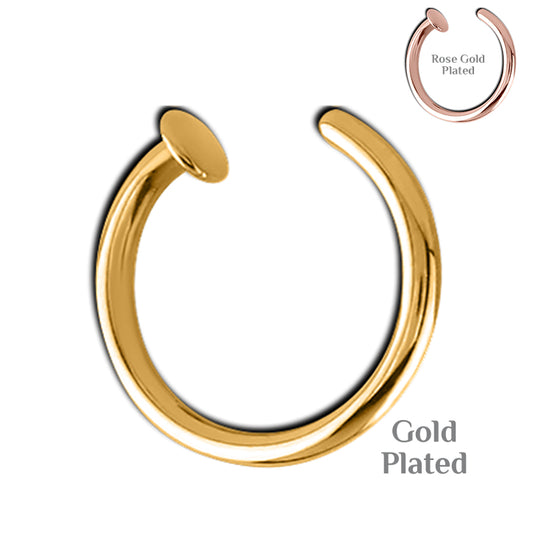 Nose Ring Gold Plated Surgical Steel Septum Nose Piercing Ring Hoop 10mm