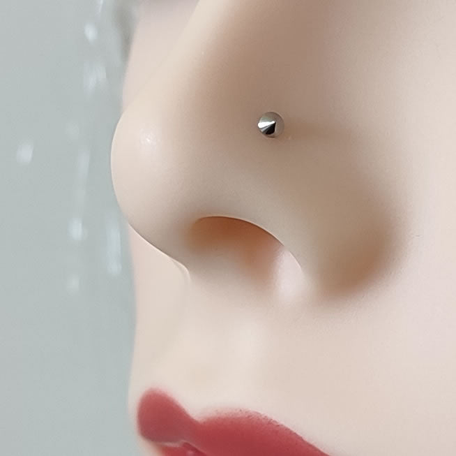 cone straight pin nose stud silver surgical steel small bone bar ball end nose stud