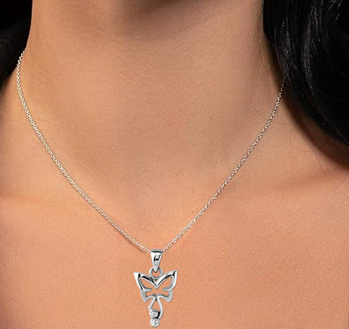 butterfly crystal pendant surgical steel with necklace chain