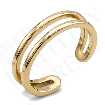 Double Band Toe Ring 316L Surgical Steel Adjustable Toe Ring - Gold / Rose Gold