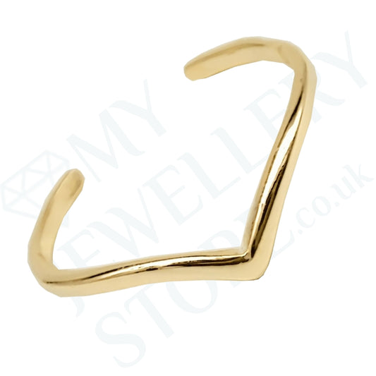 925 Chevron Toe Ring Thin Band Wishbone Adjustable Toe Ring Sterling Silver Gold Plated