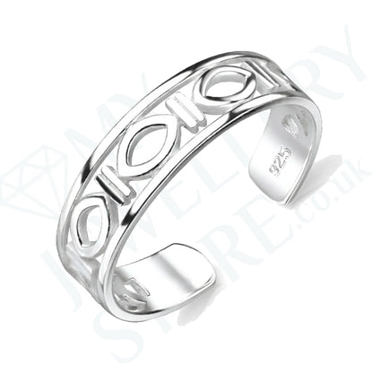 925 Ellipse Toe Ring Sterling Silver Adjustable Band Toe Ring