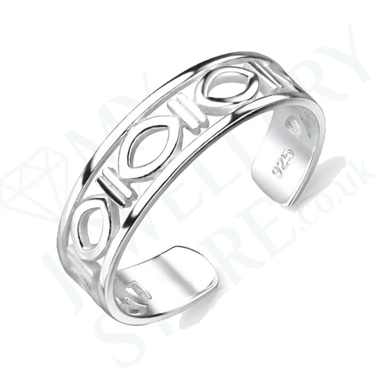 925 Ellipse Toe Ring Sterling Silver Adjustable Band Toe Ring