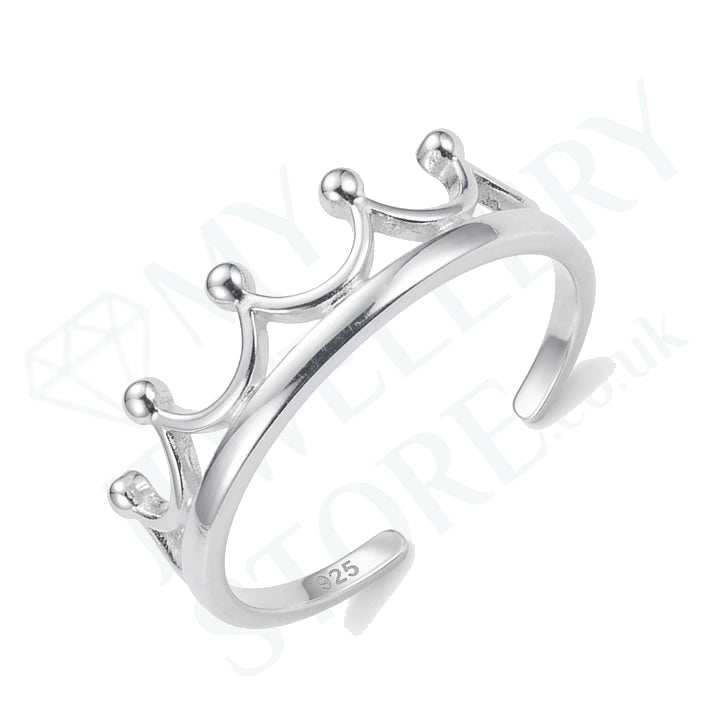 925 crown toe ring sterling silver royal crown adjustable toe ring